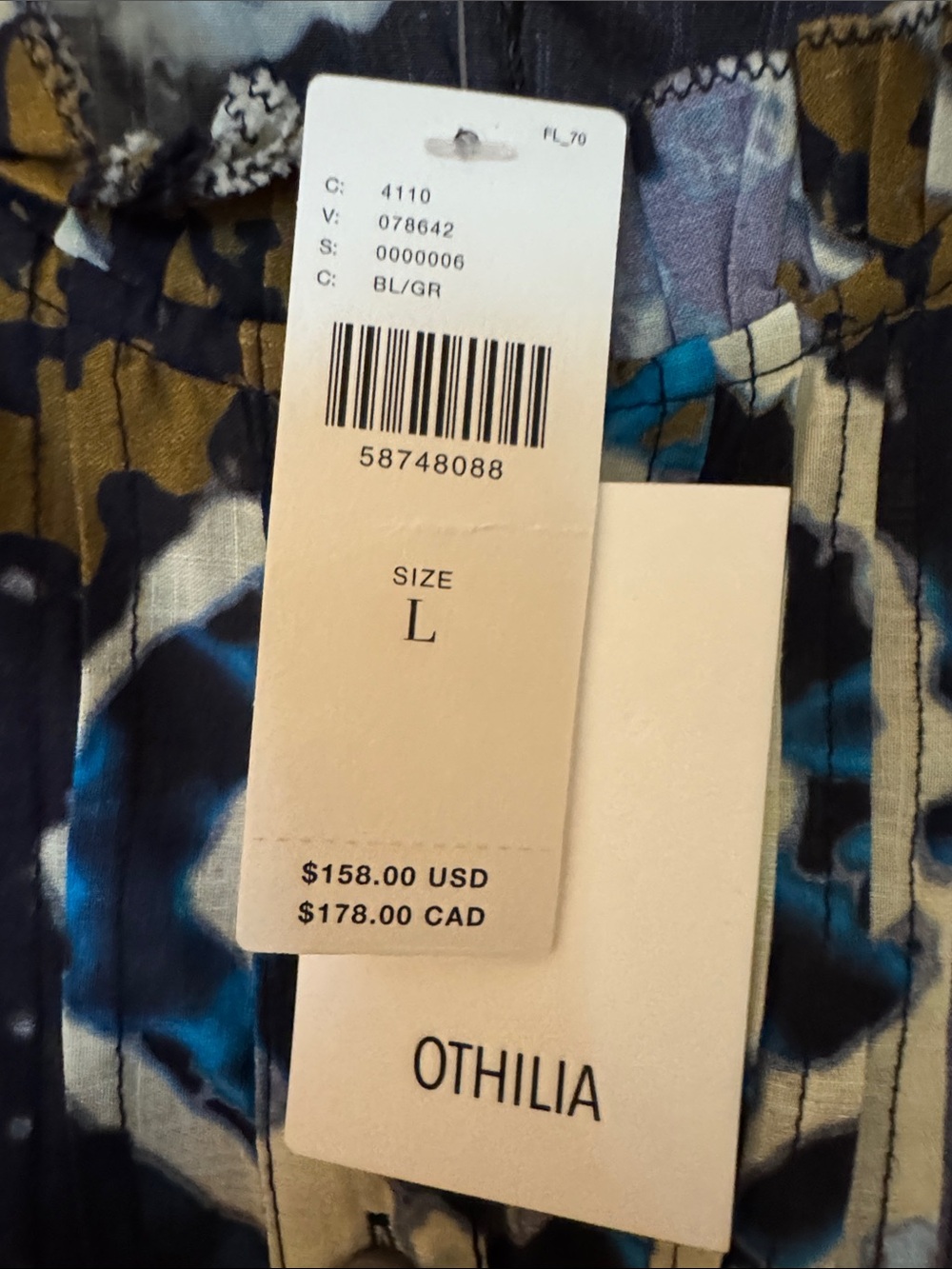 NWT Anthropologie Othilia Blouse Size L Abstract Batik Print Pintuck Ruffle $158 - Picture 8 of 8